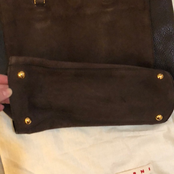 Brown leather & suede marni tote - Picture 4 of 9